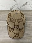 Gucci Hat Beige Jumbo Canvas Baseball Cap Size M
