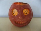 5 1 2  Jack O Lantern-paper Mache-halloween-pumpkin-original Face-marked 10 Cent