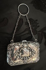 Antique Edwardian English Sterling Silver Evening Purse Chain Finger Loop 48g