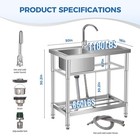 Stainless Steel Utility Sink 30 x16 x30  Single Bowl Sink With Faucet Kitchen