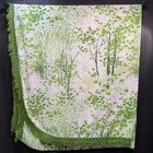 Vintage 70s Sears Floral Perma Prest Mod Green Tree Fringed Bedspread 92    X 100   