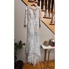 Wedding Bridal Gown White Dress Xs s Lace Floral Appliqu   Sheer Long Sleeve