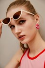 Feisedy Fashion Small Cat Eye Sunglasses For Women Retro Trendy 52mm  Pink 