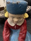 Vintage Hubley Cast Iron Dutch Boy On A Barrel Coin Bank Figurine Antique-like