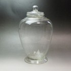 Vintage Japanese Glass Bottle With Lid   Retro Antique Decorative Container