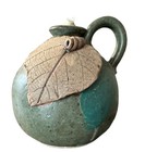 Art Pottery Leaf Oil Burner W handle Made In Missouri 1998 Mother Earth Studio