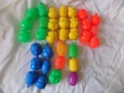 Vintage Fisher Price Snap Lock Pop Beads Set Of 34 Classic Toy Animals   Shapes