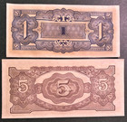 British - Malaya  Japanese Occupation  Wwii  1942  1 And 5  Dollars  M-5c  M-6