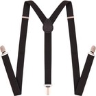 Suspenders For Men And Women Adjustable Elastic 1 Inch Wide Leather Heavy Black