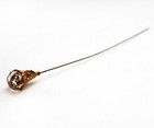 Antique Long Art Nouveau Hat Pin Glass Bulb Gilt Brass Filigree Post 8 25 Inch