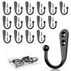 15 Pcs Black Coat Hooks - Wall Hooks For Closet Hanging  15pcs Hook   Black