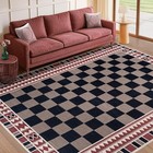 5x7 Area Rugs For Living Room - Geometric Washable Rug Low Pile  Modern Plaid 