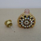 Czech Republic Rhinestone Perfume Scent Bottle Gold Cladding Ornate Filigree