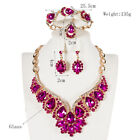 Bridal Rhinestone Necklace Bracelet Earring Ring Set Party Wedding Women Jewelry