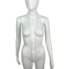 Vintage Retro White Flat Beaded Long Layering Necklace