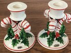 Vtg Htf Josef   s Original Christmas Candy Cane Candle Holder Pair