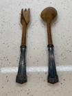 Sterling Silver Handle   Wood Antique Flatware Serving Set Salad Fork   Spoon