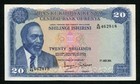 1971 Central Bank Of Kenya Twenty Shillings Banknote Pick 8b Jomo Kenyatta Vf  