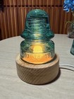 Vintage Glass Insulator Lamp     Upcycled Industrial  Led Night Light
