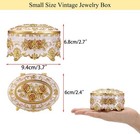 Vintage Metal Jewelry Box Oval Trinket Organizer Ring Box Case