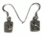 Sterling Silver 925 Marcasite Dangle Drop Earrings New On Card Ir22
