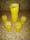 Mcm Holt Howard Canary Yellow Cased Glass Bar cocktail 5piece Set