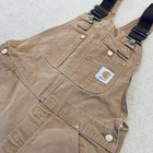 Carhartt Double Knee Bib Overalls Men s 32x31 Unlined Brown Faded Side Zip