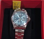 Invicta Men s Diver Wristwatch Blue Dial Silver Bracelet 200m Date