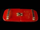 Vintage Art Deco Brown Red Carved Bakelite Belt Buckle  Lt