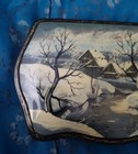 Fedoskino Lacquer Russian Box Winter Scene   Snow  house Lodge Home  Signed 