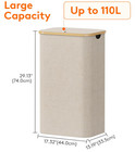 Lifewit 110l Laundry Basket With Lid  Clothes Hampers For Laundry With Bamboo Ha