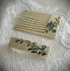 Antique Japanese  chinese  asian Painted  hand Carved Hair Ornaments