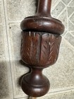 Architectural Salvage Turned Finely Carved Wood Finial Solid Mahogany 8    Tall