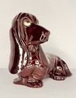 Large Vintage Bloodhound Basset Hound Ceramic Figurine Brown Dog Statue Mcm