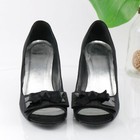 Vtg St John Womens Pump Size 7 Black Satin Peep Toe High Heel Ribbon Bow Shoe