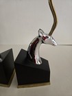 Ibex  Gazelle Bookends Hollywood Regency Mcm Brass   Chrome   Felt Bottom  Euc