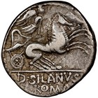 Roman Republic Silver Denarius Coin - D  Silanus L f  - Ngc Vf -  91 Bc 