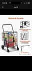 Vevor Folding Shopping Cart Rolling Grocery Cart With Double Baskets 110 Lbs