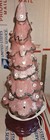 Vintage Pink Ceramic Christmas Tree Small Handpainted Lights On Base 11   