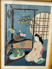 Vintage Japanese Chieko Minagawa Woodblock Print Ikebana Flower Arrangement