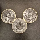 3 Italian Cut Crystal Whiskey Glasses Old Fashioned Rocks Drinking Gold Rim