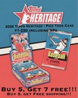 2026 Topps Heritage - Pick Your Card  1-250 - Buy 5 Get 7 Free   