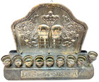 Vtg Judaica Jewish Hebrew Hanukkah Menorah Lions Of Judah 10 Commandments Israel