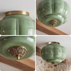 Yesids Antique Gold Milk Glass Ceiling Light Fixture -15 Inch Vintage Semi Flush