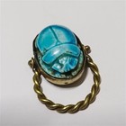 Handmade Egyptian Scarab Ring With Turquoise Stone Ancient Style Collectible