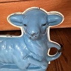 Antique Cast Iron Paschal Lamb Cake Mold Very Rare Enamel Blue