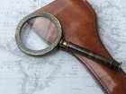 Vintage Brass Magnifying Glass With Leather Case  Henry Hughes London  1941 Book