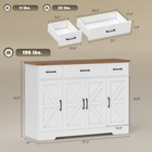 Farmhouse Sideboard With Soft-close Hinges  Kitchen Buffet Cabinet  White