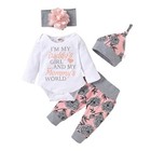 Newborn Baby Girl Clothes Romper Bodysuit Tops Pants Headband Infant Outfits Set