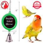 Bonka Bird Toys 36415 Medium Round Mirror Durable Safe Bell Parrot Cage Toy Pet